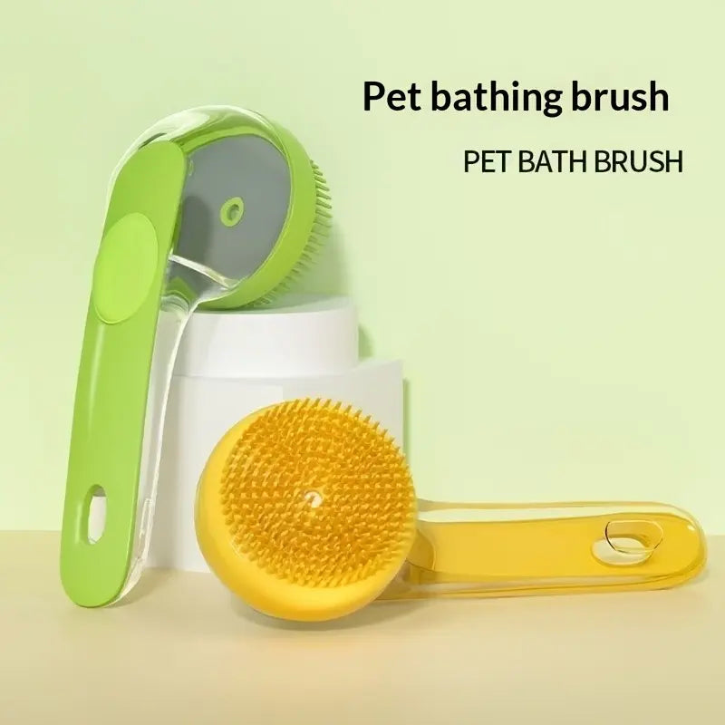2-In-1 Pet Bath Brush & Shampoo Dispenser | Silicone Dog Grooming Tools Massage Scrubber
