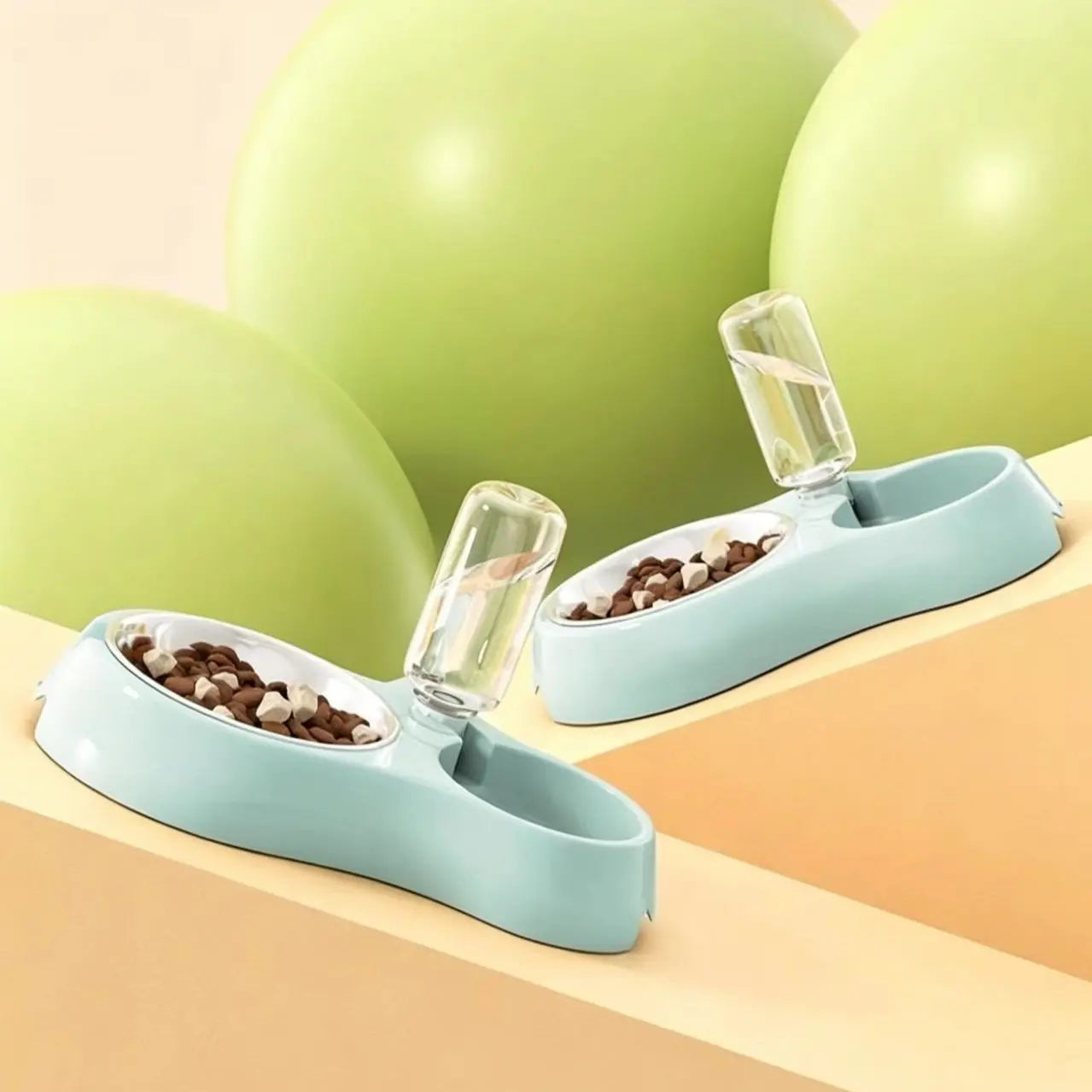Non-Slip Cat Bowl, Pet Plastic Dual Bowl, Dog Food Bowl, Automatic Waterer, Durable Design, Easy to Clean, Pet Supplies