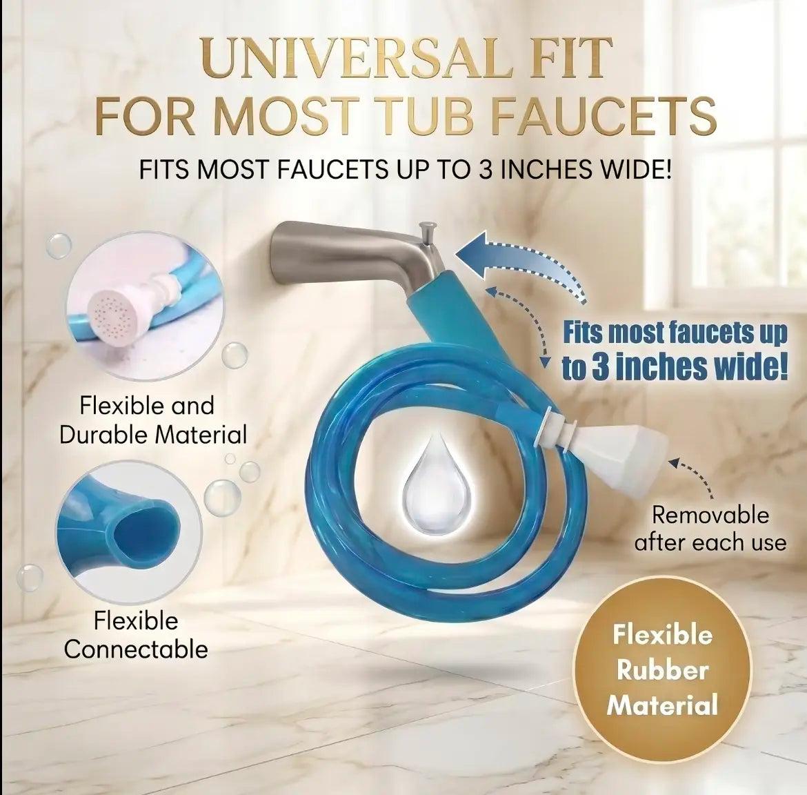 Portable Pet Shower Hose | Quick Dog & Cat Bathing Rinser for Home & Outdoor，Dog Bathing Hose with Universal Fit Silicone Connector, Handheld Shower Sprayer for Pet Grooming