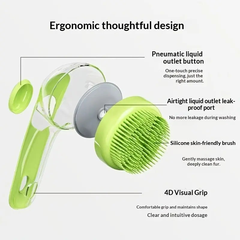2-In-1 Pet Bath Brush & Shampoo Dispenser | Silicone Dog Grooming Tools Massage Scrubber