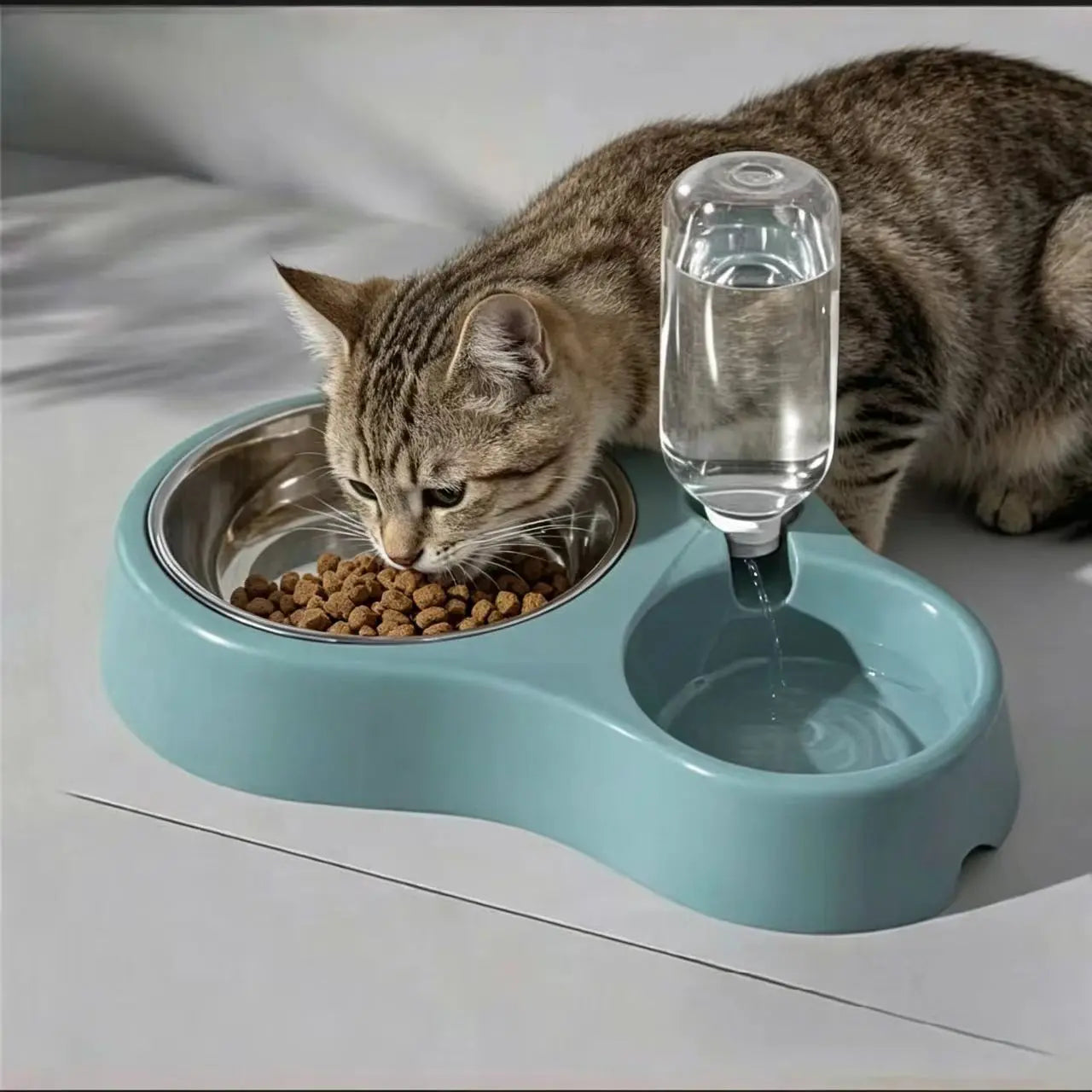 Non-Slip Cat Bowl, Pet Plastic Dual Bowl, Dog Food Bowl, Automatic Waterer, Durable Design, Easy to Clean, Pet Supplies