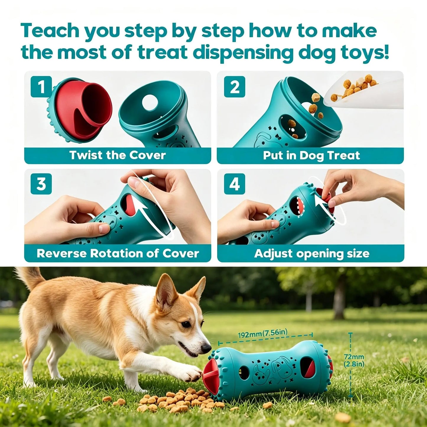 WXAT Interactive Treat Dispensing Dog Puzzle Treat Toy for Dogs,Dog Toys,Treat Dispensing Dog Enrichment Toys for IQ Training and Brain Stimulation, Interactive Mentally Stimulating Toys as Gifts for Puppies, Cats, Dogs