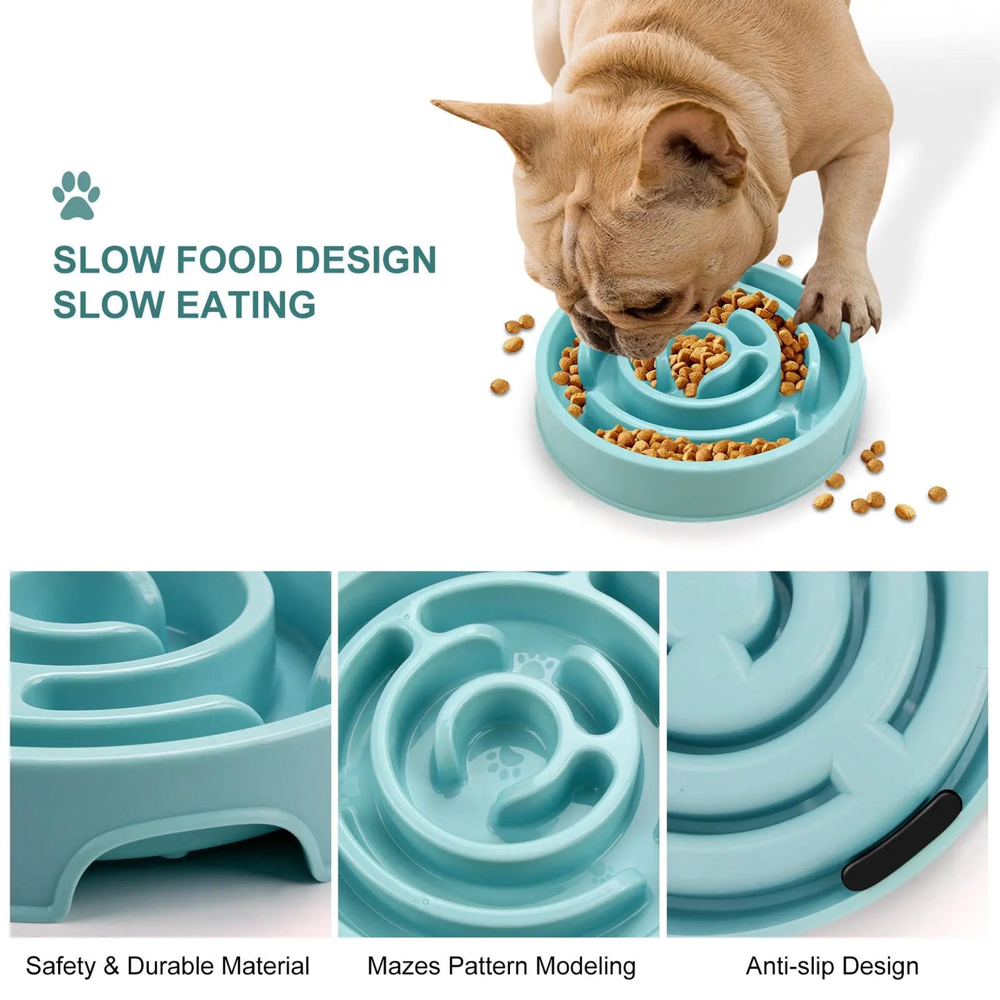 Plastic Dog Slow Feeder Bowl, Anti-Choke Design Ensures Safe Eating, Puzzle Snack Bowl Protects Neck, Pet Feeding Accessories, Neater Feeder