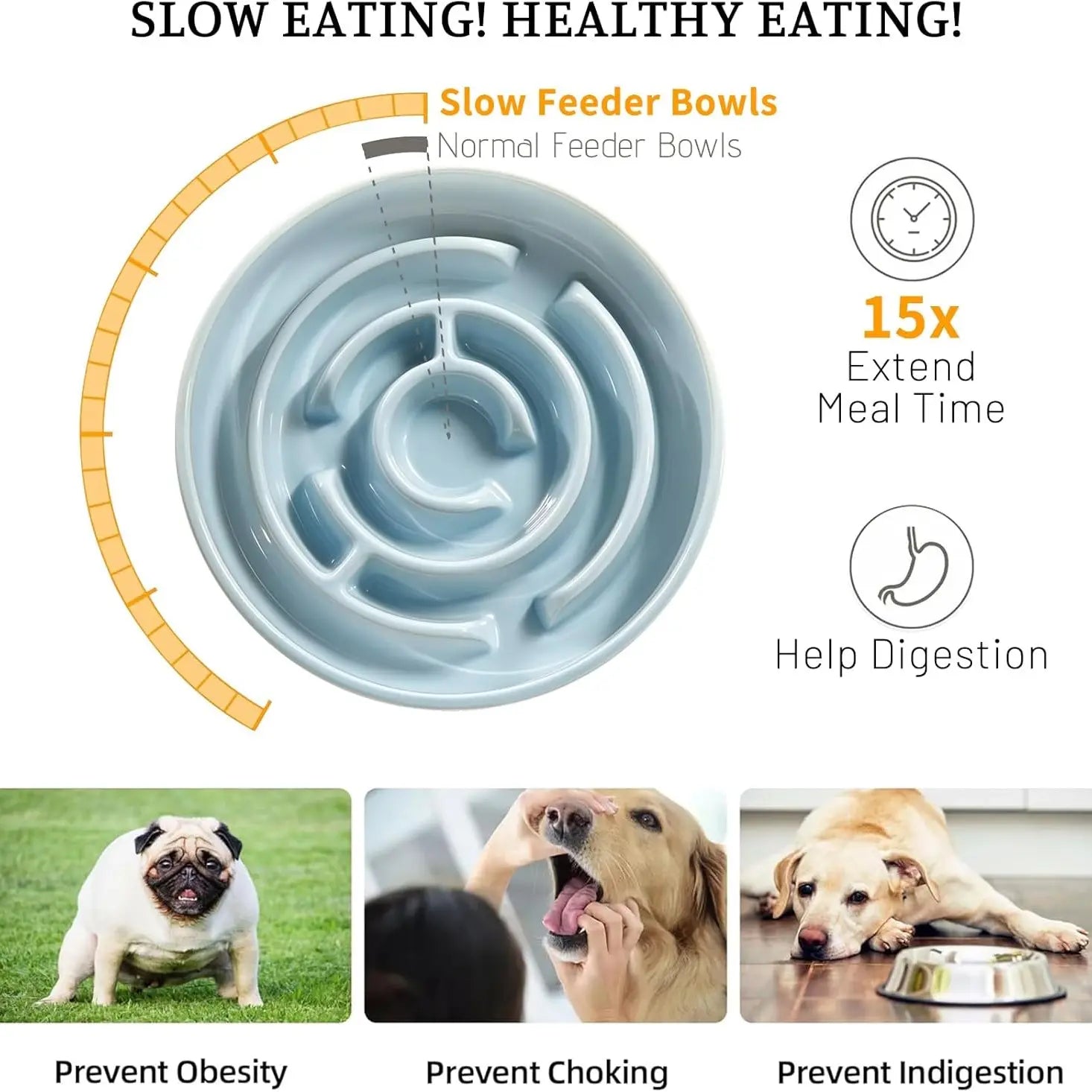 Plastic Dog Slow Feeder Bowl, Anti-Choke Design Ensures Safe Eating, Puzzle Snack Bowl Protects Neck, Pet Feeding Accessories, Neater Feeder