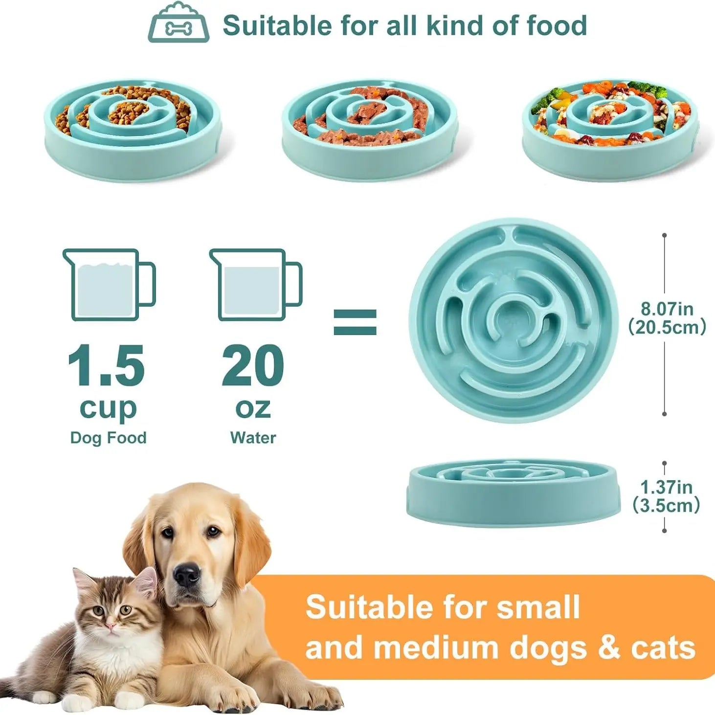 Plastic Dog Slow Feeder Bowl, Anti-Choke Design Ensures Safe Eating, Puzzle Snack Bowl Protects Neck, Pet Feeding Accessories, Neater Feeder