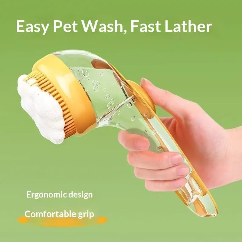 2-In-1 Pet Bath Brush & Shampoo Dispenser | Silicone Dog Grooming Tools Massage Scrubber