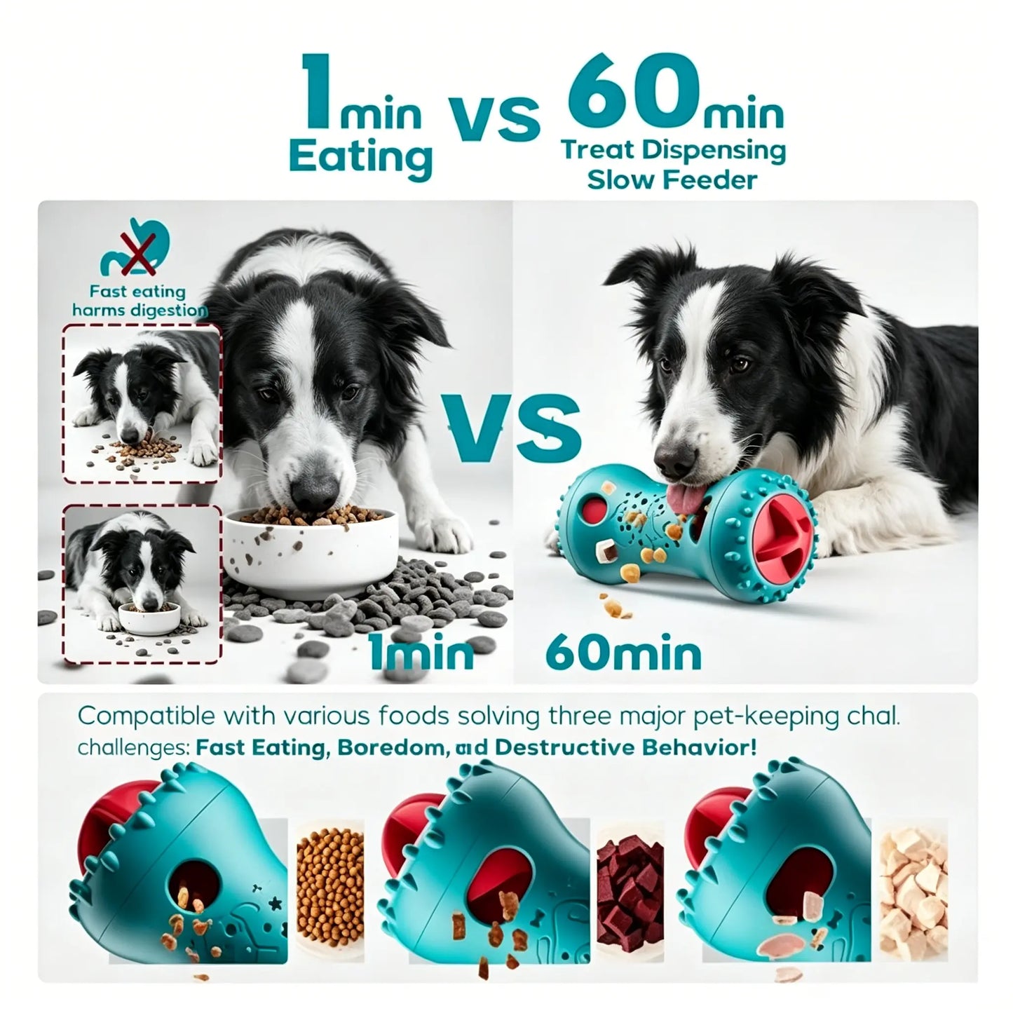 WXAT Interactive Treat Dispensing Dog Puzzle Treat Toy for Dogs,Dog Toys,Treat Dispensing Dog Enrichment Toys for IQ Training and Brain Stimulation, Interactive Mentally Stimulating Toys as Gifts for Puppies, Cats, Dogs